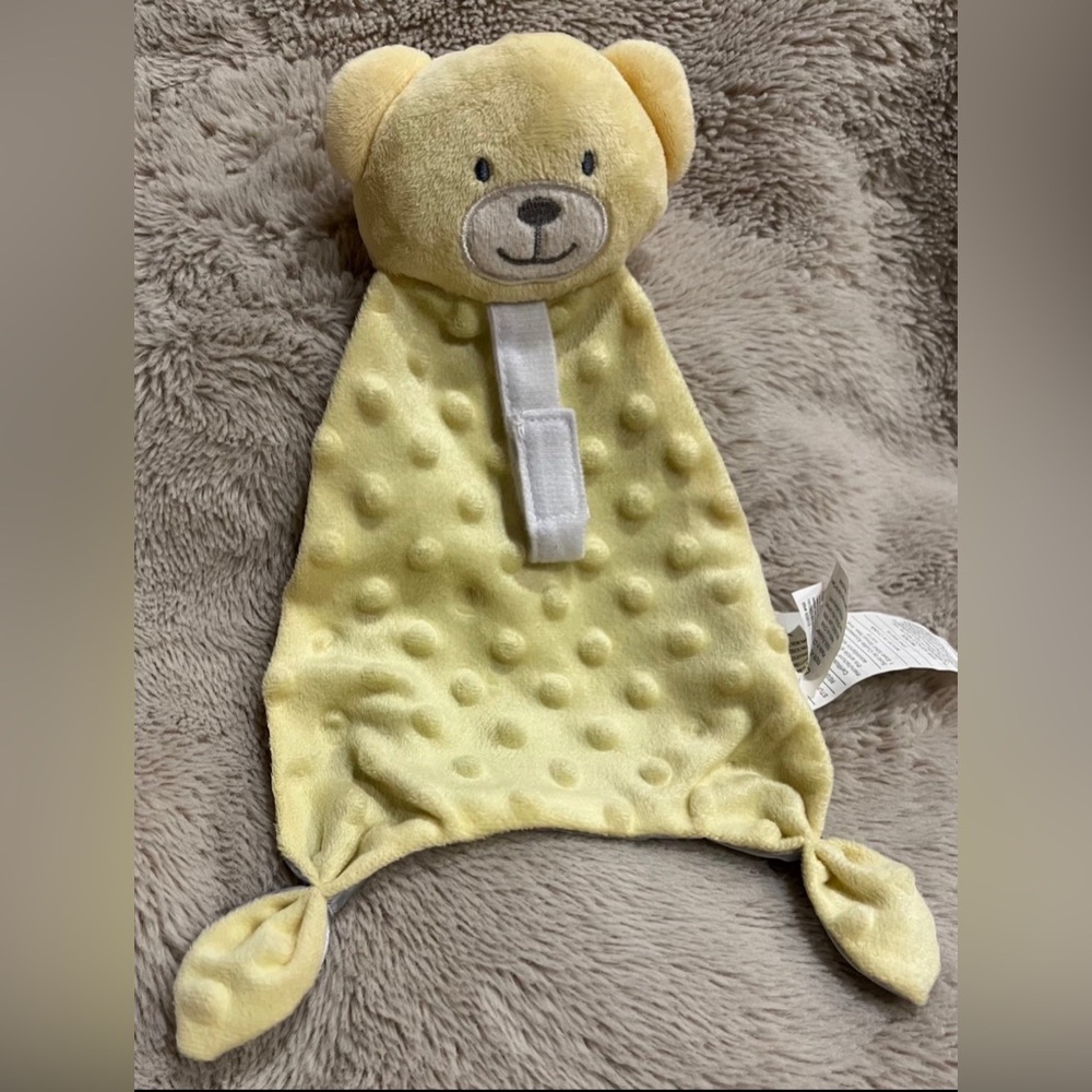 Swiggles Yellow Bear Plush Pacifier Holder‎ Security Blanket